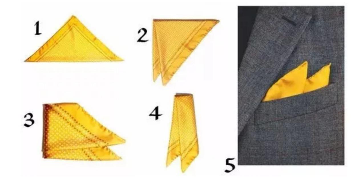 口袋巾的四种折法与面料选择