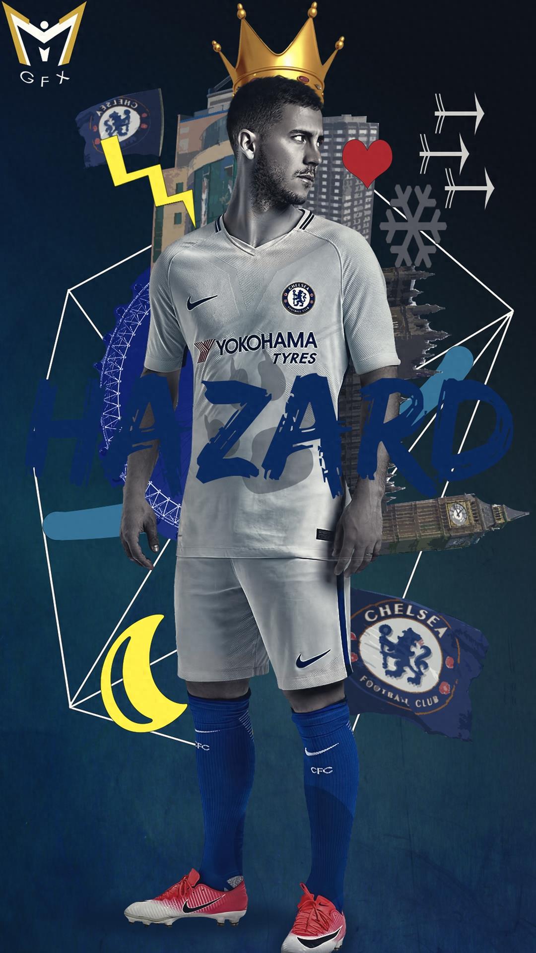 一组切尔西球星阿扎尔的高清手机壁纸