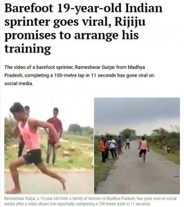 ​赤脚跑百米11秒 有望超过博尔特