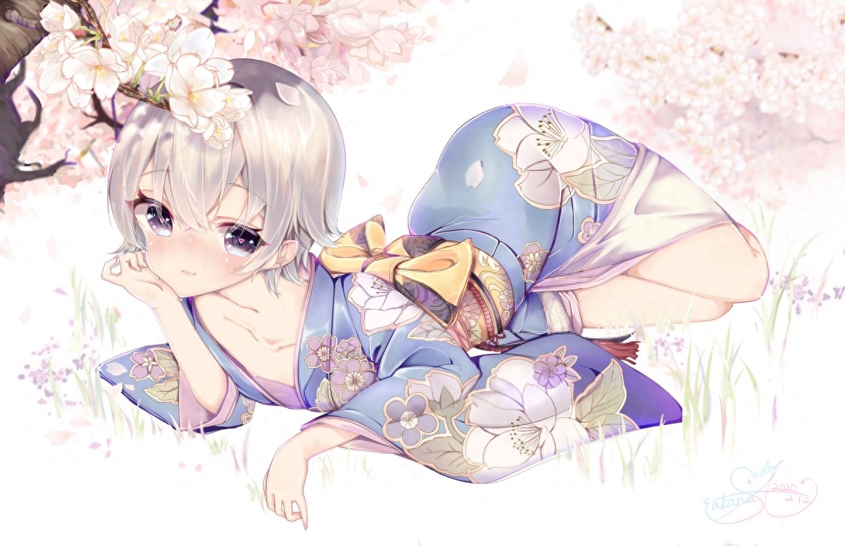 插画：樱花盛开，唯美的二次元樱花动漫美图