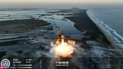 ​马斯克再战人类最强火箭，SpaceX 星舰第二次飞行测试发射升空