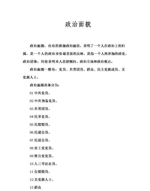 政治面貌是什么,面试一般人政治面貌写啥