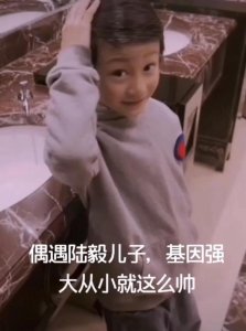 ​陆毅三胎儿子长相疑曝光？妻子鲍蕾陪同理发，亲口承认是爸爸