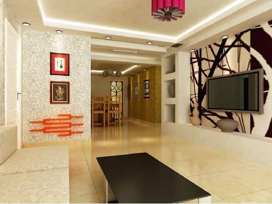 客厅不要在做电视背景墙了，现在都流行做石膏线，这样更好看！