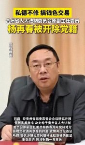 ​受贿超千万元，杨再春落马！他痛哭忏悔：权色钱交易，终陷囹圄